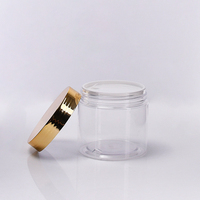 Récipient vide en plastique transparent pour gommage à la crème au beurre cosmétique pot en plastique de qualité alimentaire avec couvercle lisse doré