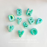 Perles alphabet imitation agate bicolores à grand trou pour bracelets DIY, porte-clés, chaînes de téléphone, breloques de sac – Vente en gros