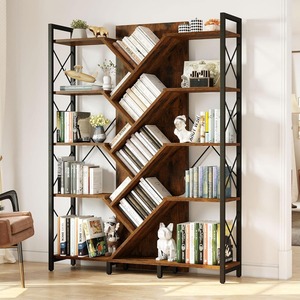 Nhà Máy Bán Buôn Cây Công Nghiệp Giá Sách Và Lớn 5 Tầng Giá Sách 70.8 "H Cao Đứng Giá Sách Đất Nước Nâu - Product Image 1