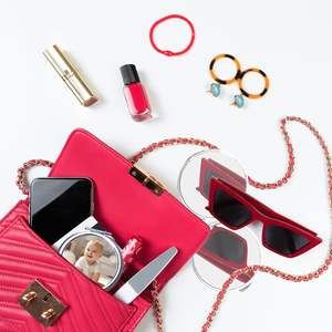 Double-sided Shaped Foldable Travel Cosmetic Small Logo Mirror Makeup Cute Gift Customizable PU Leather Pocket Compact Mirrors - Product Image 5