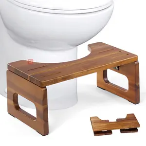 Sgabello per cacca da bagno in legno di Acacia naturale Premium antiscivolo sgabello per wc Squat adulto