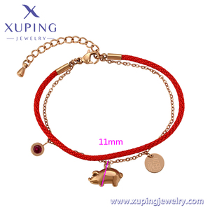 Xuping-<span class=keywords><strong>pulsera</strong></span> de acero inoxidable de color dorado y rosa, joyería sencilla y sencilla de moda para diario, el <span class=keywords><strong>Papa</strong></span> rojo de la suerte y el cerdo - Product Image 2