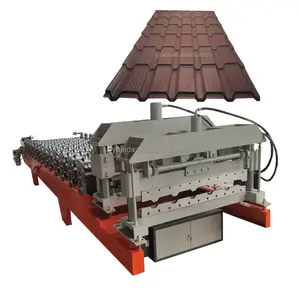 Rollo de azulejo esmaltado de acero de color automático hidráulico que forma la máquina teja de metal que hace la máquina
