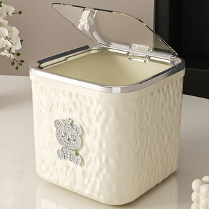 Desktop Trash Can <b>Square</b> Flip Lid Storage <b>Bin</b> For Desk Coffee Table Indoor Use - Product Image 1