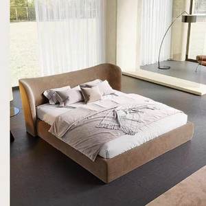 Lits incurvés rembourrés design de lit avec cadre en bois vintage italien moderne - Product Image 4