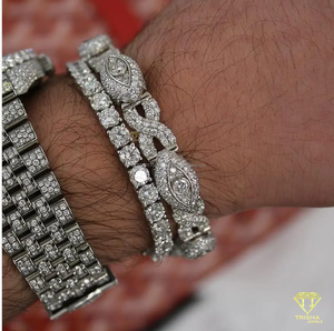 Pulsera de Diamantes de Laboratorio de Lujo con Diseño de Pavé Completamente Cubierto de Piedras y Elegante Acabado en Oro Blanco - Product Image 5