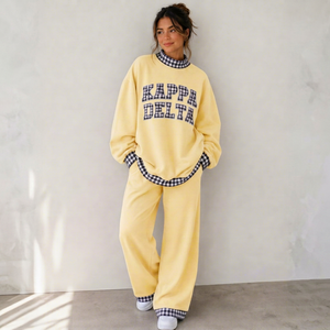 Ensemble décontracté 2 pièces pour femme : Sweat-shirt à col montant et manches longues, pantalon large à taille élastiquée avec cordon de serrage, couleur unie, style streetwear - Product Image 1