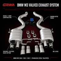 Sistem Knalpot Valvetronic GRWA Custom E92 M3 untuk BMW E90 E93 SS304 Sandblasted Tanpa X-Pipe Ujung Knalpot Stainless Steel