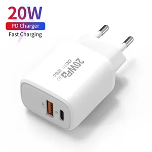 Trend Multifunctionele Lage Prijs 20W Usb Type C Snelle Lader Adapte Dual Poort Usbc Muur Plugin Usb Oplader 20W Power