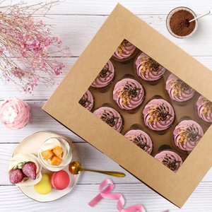 Cupcake Boxes 12 Cupcakes Cupcake Boxes 20 Packs Brown Cupcake Carrier Food Grade Kraft Bakery Boxes With Windows 12 Cupcakes Muffins Or Pastries