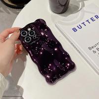 Coque de Téléphone Luxe à Motif Météorite Galvanisé 3D pour iPhone 13 14 15 16 17 Pro Max, Bumper Souple Anti-Choc Brillante et Découpée au Laser
