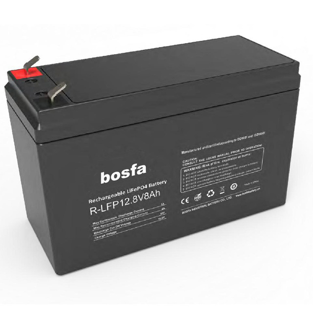 Bosfa 12V 8AH LiFePO4 Battery with BMS 2000 Cycles for UPS/Solar/Communication Equipment & Lead Acid Replacement