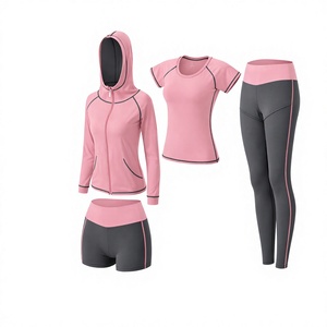 Conjunto Deportivo de 5 Piezas para Mujer, Shorts Casuales Cómodos de Cuello Redondo, Secado Rápido, Resistentes a las Arrugas, para Yoga - Product Image 1