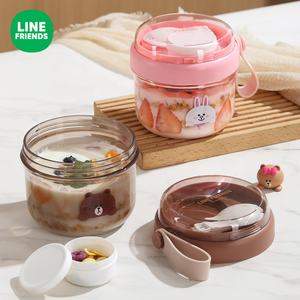 Tasse de yaourt à double peau ours brun de dessin animé tasse de petit-déjeuner portable pour étudiant adulte boisson directe pour salade de fruits à l'avoine - Product Image 4