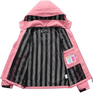Moerdeng Chaqueta impermeable para mujer, ligera, con capucha, para senderismo al aire libre, viajes, color rosa - Product Image 4