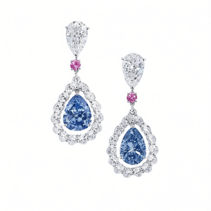 Orecchini Pendenti Classici da Donna con Zaffiro Blu, Taglio a Goccia, Cristallo e Strass, Gioielli da Sposa, Montatura a Griffe in Lega, Stile Goccia d'Acqua - Product Image 1