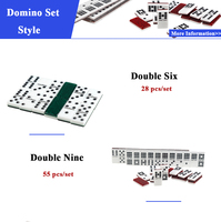 Jeu de dominos de luxe, jumbo, noir, logo gravé, jeu de dominos à points de couleur, dominos double 9 bicolores