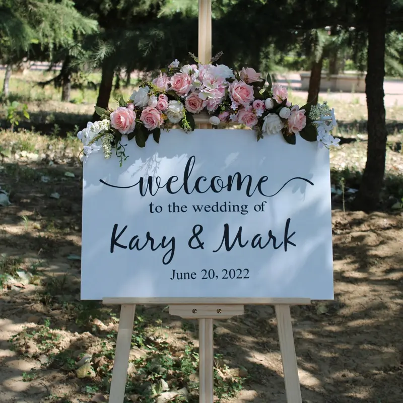 Custom Wedding Welcome Sign Personalized Names And Date Vinyl Art Decal Party Sticker | Apply to Wood,Chalkboards,Mirrors