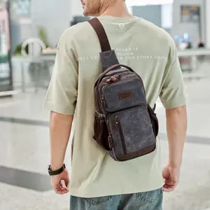 Borsa da uomo con etichetta personalizzata in tela di colore Unisex impermeabile borsa da petto leggera da uomo