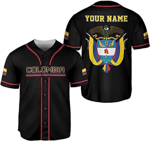 OEM barato personalizado bordado Logo sublimación Vintage malla hombres Jersey <span class=keywords><strong>Colombia</strong></span> amarillo fútbol béisbol Jersey - Product Image 5