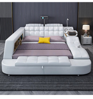 Lit intelligent multifonctionnel de luxe moderne de haute qualité avec rangement, lit rembourré TB01JY, appui-tête réglable fourni