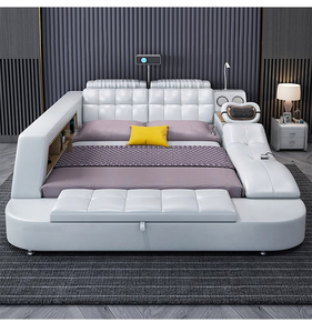 Lit intelligent multifonctionnel de luxe moderne de haute qualité avec rangement, lit rembourré TB01JY, appui-tête réglable fourni - Product Image 4