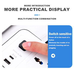 Mới đến điện mở rộng ổ cắm 6way 3USB 1 Type-C bảo vệ tăng 3 mét dài USB ổ cắm điện 6 AC cửa hàng làm bằng đồng - Product Image 6
