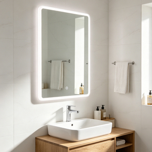 NewThingLine Siena <span class=keywords><strong>Miroir</strong></span> <span class=keywords><strong>de</strong></span> <span class=keywords><strong>salle</strong></span> <span class=keywords><strong>de</strong></span> <span class=keywords><strong>bain</strong></span> moderne à LED 50x30cm |   CRI élevé 90+ |   <span class=keywords><strong>Miroir</strong></span> intelligent sans cadre à intensité variable IP44 |   Utilisation pour hôtels et villas - Product Image 2
