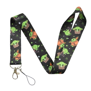 Kawaii Yoda Baby Phone Lanyards Id Card Holder Polyester Lanyards Assorted Anime Key Chains Phone Chain Baseball Lanyards