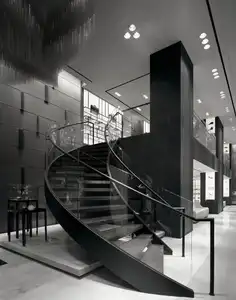 Escalier incurvé/Arc en spirale, escalier intérieur, escalier en bois de luxe et moderne pour la décoration de la maison, escalier en verre, fabriqué en chine