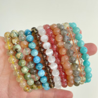 8mm Naturstein Stretch Reiki Schmuck Kristall Edelstein Armband Perle Chakra Geschenk