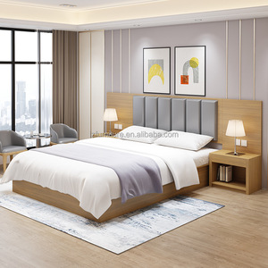 Custom Low Cost Modern Hotel Bedroom Furniture Set with Wooden Platform Bed Base <b>Headboard</b> Nightstands for Hospitality Projects - Product Image 5