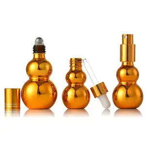 Spruzzatore di placcatura tipo bottiglia di olio essenziale di lusso per bottiglia di olio essenziale oro nuovo 15ml vetro cosmetico per la cura della pelle di imballaggio
