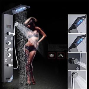 Panel de <span class=keywords><strong>ducha</strong></span> de baño con luz LED de lujo con chorro de lluvia y masaje, <span class=keywords><strong>columna</strong></span> ORB de níquel cepillado y Caño de <span class=keywords><strong>bañera</strong></span> <span class=keywords><strong>para</strong></span> Apartamentos, villas - Product Image 3