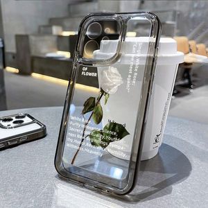 Para <span class=keywords><strong>iPhone</strong></span> 14 13 12 11 Pro Max XSmax XR X XS 7 8 Plus Funda transparente para teléfono móvil TPU Simple White Rose - Product Image 2