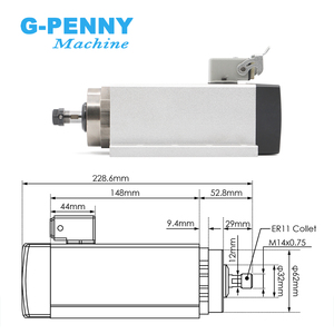 มอเตอร์แกนหมุน CNC ระบายความร้อนด้วยอากาศ G-penny 1.5KW ER11 พร้อมตลับลูกปืน ฐานยึดแบบสี่เหลี่ยม 110-380V 24000RPM - Product Image 2