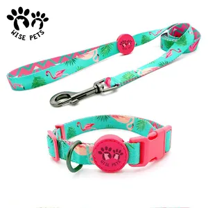 Golden supplier perro choker printed nylon dog leash strap dog accessories products collar de perro walking dog bandana collar