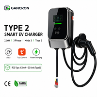 Borne de recharge murale pour VE 22 kW Type 2 Triphasée Mode 3 Tuya CE 10m Chargeur Véhicule Électrique Triphasé Auto 21-22 kWh Type 3P Plus Rapide