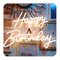 Lumières LED néon Joyeux Anniversaire, décoration pour fête d'anniversaire, pâtisserie, famille et amis, enseignes néon