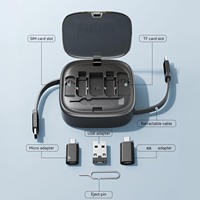 Boîte de rangement multifonctionnelle rétractable pour câble de charge Type C avec fente pour carte SIM, adaptateurs d'éjection de carte SIM et support de téléphone dissimulé