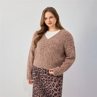 Pull-over décontracté pour femme, col en V, grande taille, respirant, tricoté à la machine, automne