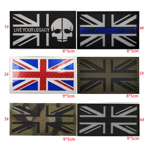 Colorful MC Custom Reflective IR England Reflective <strong>UK</strong> Flag Patch With Hook <strong>Face</strong> Applique for Hook and Loop - Product Image 2