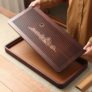 Small Waterproof <b>Bamboo</b> Rectangle Tea Tray for Home Use Drainage Suitable for Dry Brewing Luxurious Kung Fu Tea Ceremony Set - Product Image 1