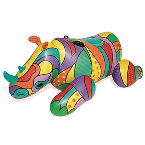 BS-b 201*102CM PVC Inflatable Rhino Mount Water Sprayer Children Can Ride Outdoor Animal Water Toy Spray Pad
