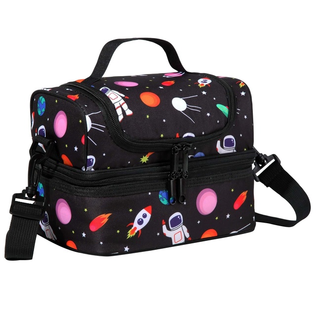 Camping Picnic Lunch Box Tote - Printed Oxford Soft Cooler Bag with Ice Pack and Waterproof Liner
