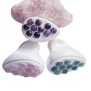 Rouleau de massage facial et corporel en jade naturel et quartz rose et ensemble de grattoir <span class=keywords><strong>Gua</strong></span> <span class=keywords><strong>Sha</strong></span> pour raffermir la peau et détendre les muscles - Product Image 1