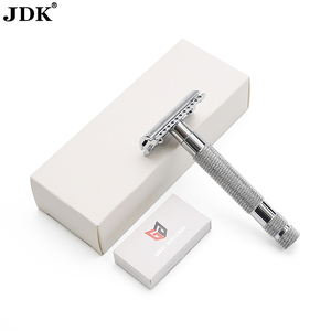 Kit de barbear úmido de segurança para homens com 5 lâminas de platina, navalha de borda dupla resistente em aço inoxidável