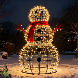 Sculpture géante de bonhomme de neige lumineuse SENZHAO, éclairage LED extérieur, structure en fil métallique 3D, lumière de Noël pour la place/le parc, décoration de fête - Product Image 4
