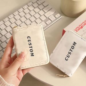 Custom Cute Portable Stylish Compact Zipper ID <b>Card</b> <b>Holder</b> Custom Pu Leather <b>Card</b> <b>Wallet</b> with Key Chain - Product Image 5