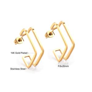 Pendientes de Acero Inoxidable con Baño de Oro de 18k para Mujer, Joyería de Lujo - Product Image 2